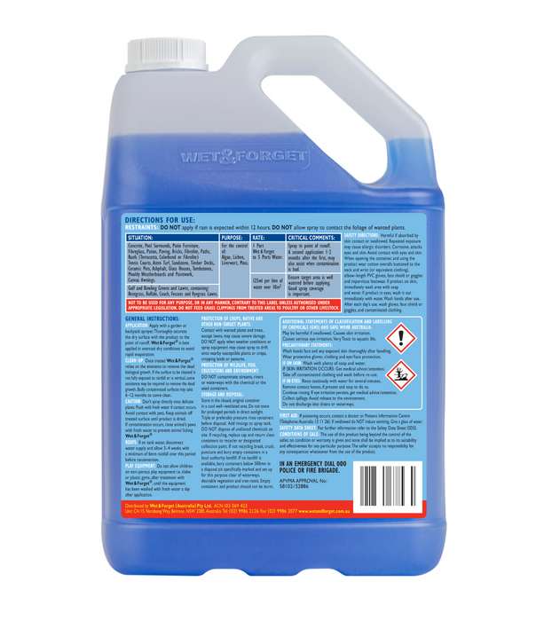 Wet & Forget Concentrate 5L - Exterior Moss & Mould Remover